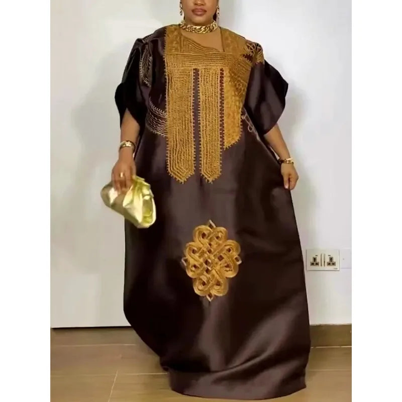 Women's Traditional African Dashiki Ankara Embroidered Maxi Dress