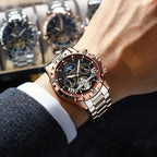 Men's Skeleton Tourbillon Automatic Watch with Week Date