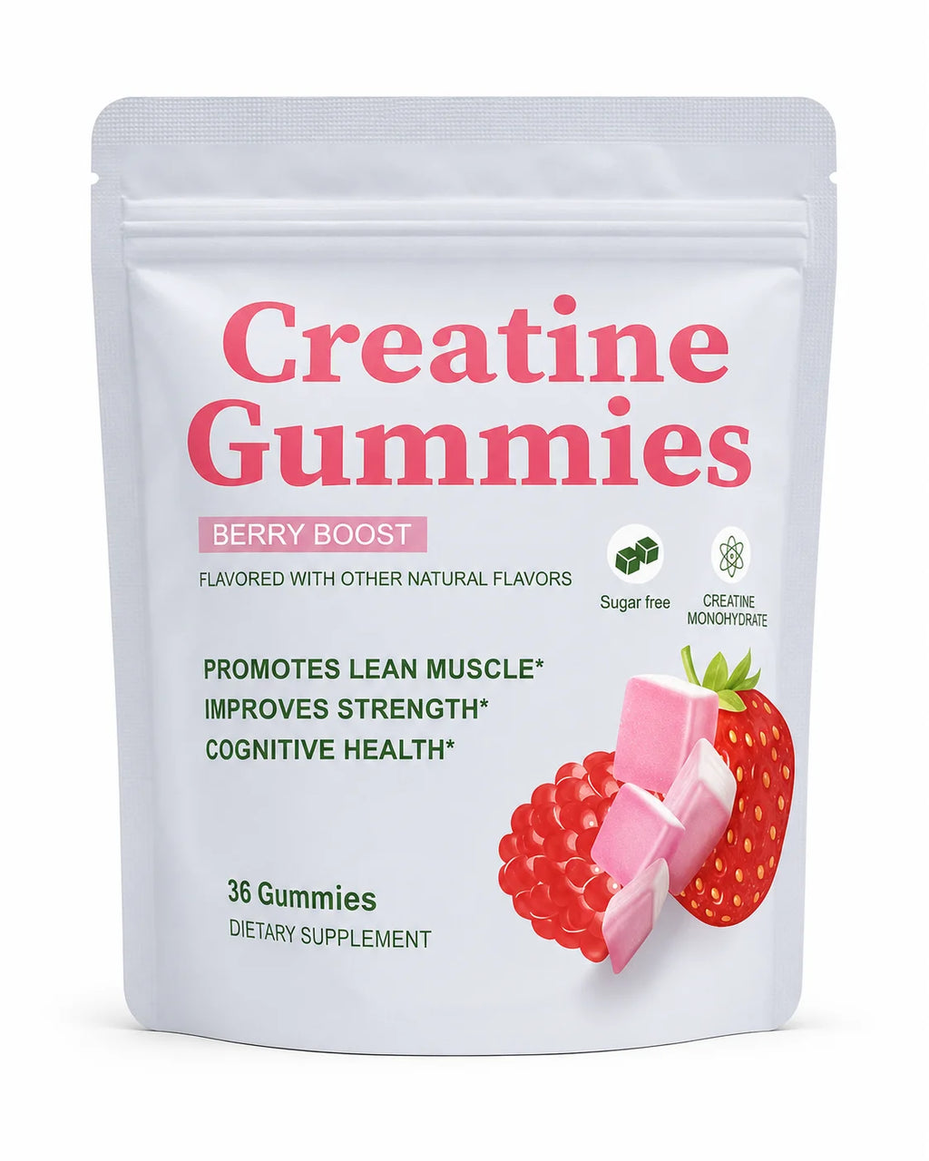 Sugar Free Creatine Gummies Berry Flavor Muscle Support