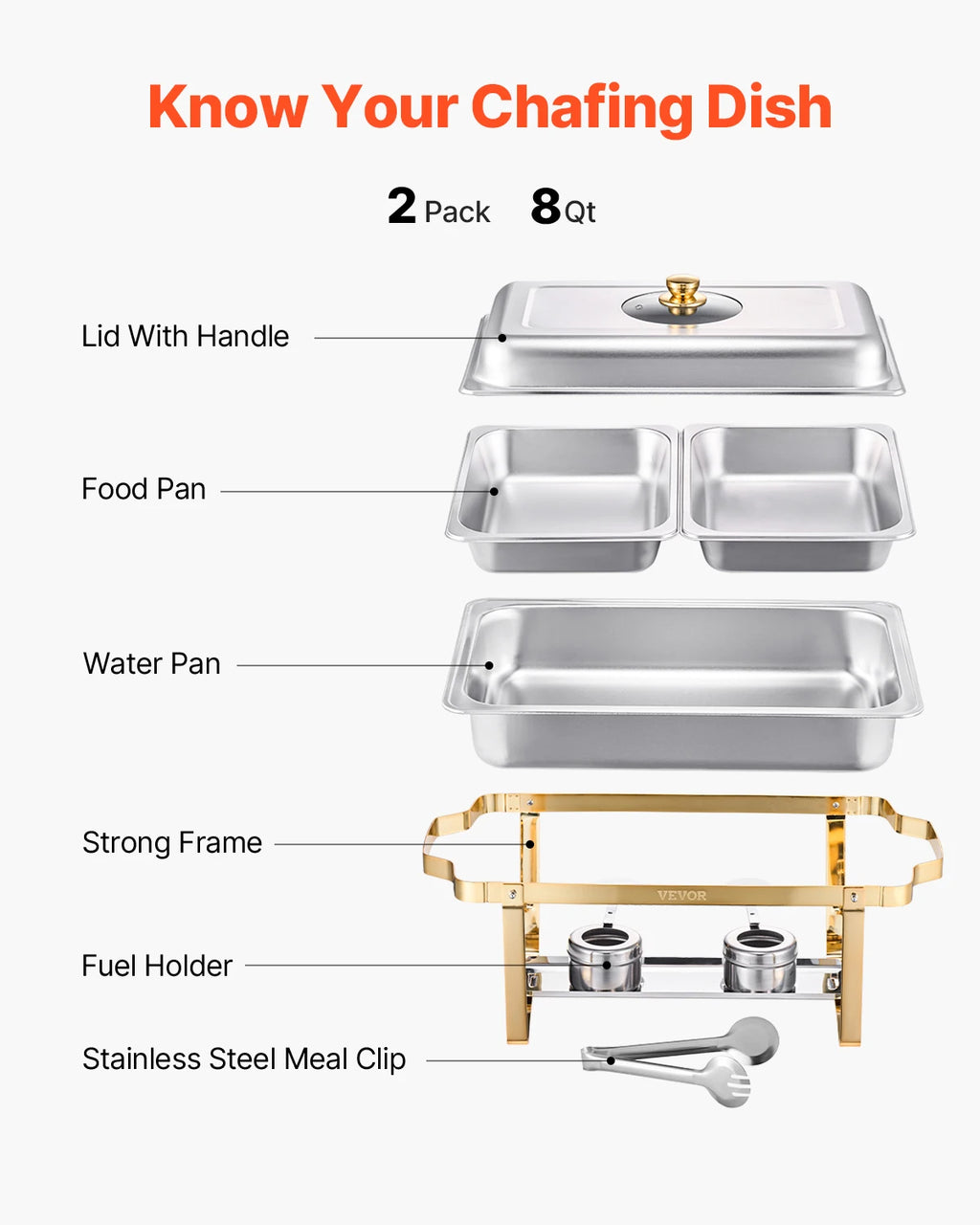 Stainless Steel Chafing Dish Buffet Set with Half Size Pans