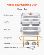 Stainless Steel Chafing Dish Buffet Set with Half Size Pans