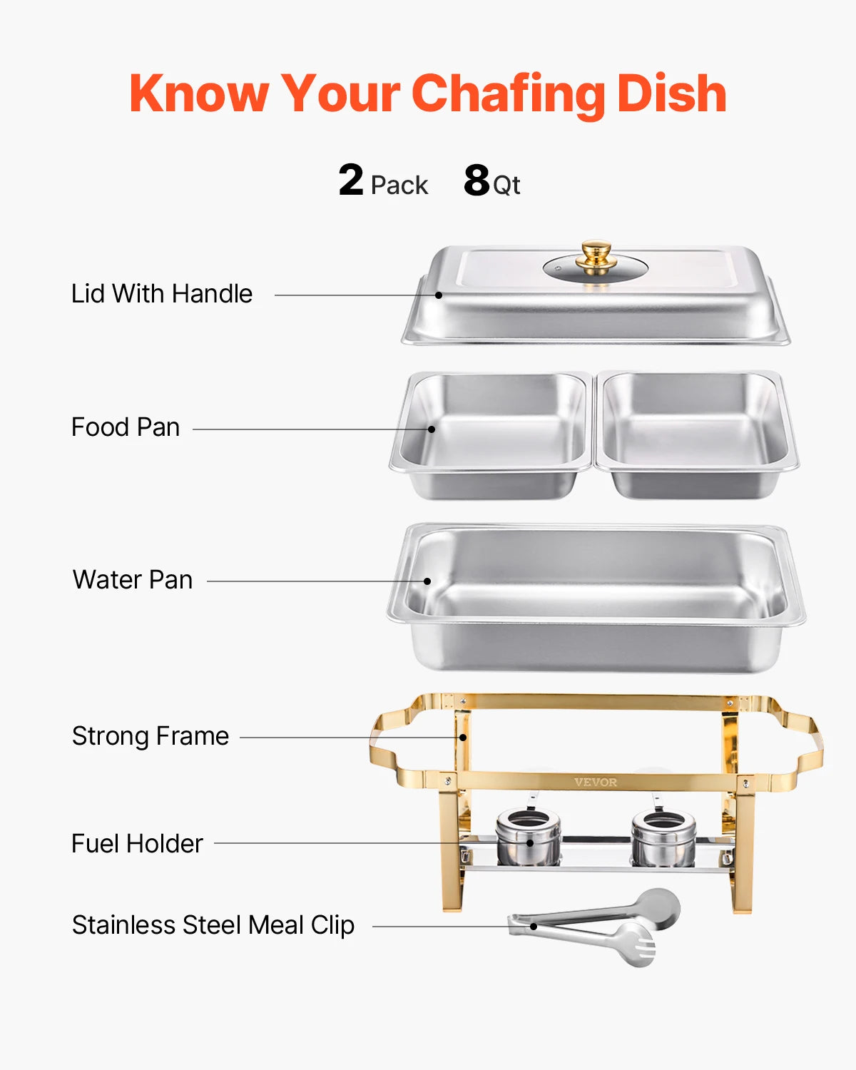 Stainless Steel Chafing Dish Buffet Set with Half Size Pans