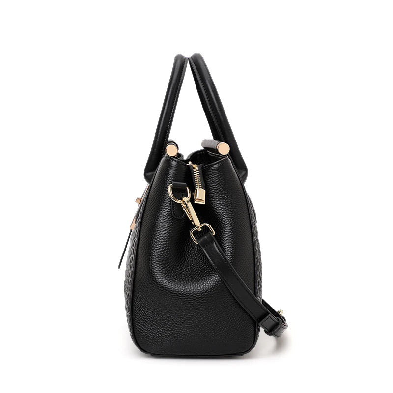 Women's Crocodile Pattern Cowhide Leather Handbag Tote Bag Q1479