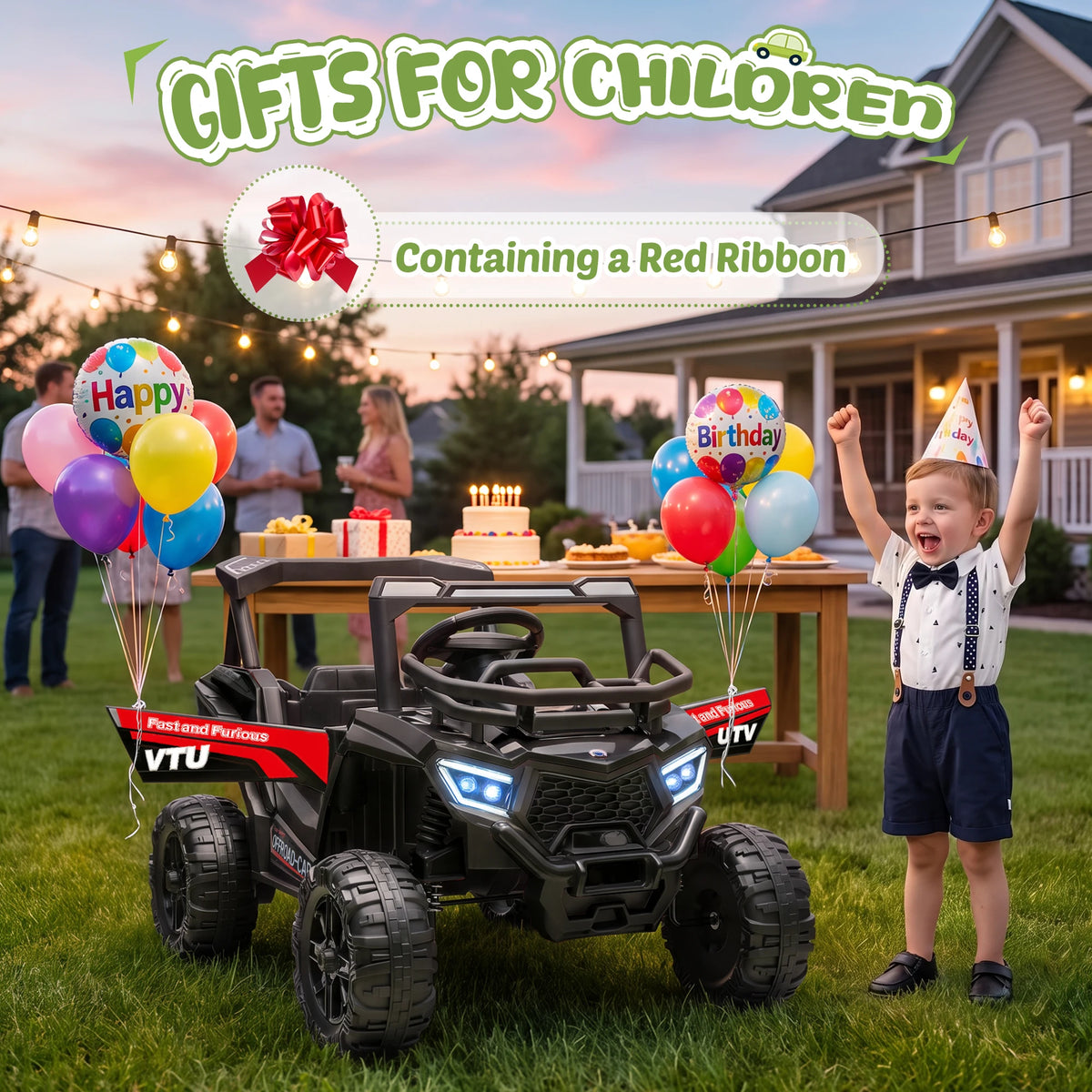 Kids 12V Electric Ride-On UTV Toy with Remote Control