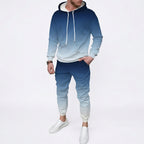 Men's Gradient 3D Pattern Print Hoodie and Pants Two-Piece Set