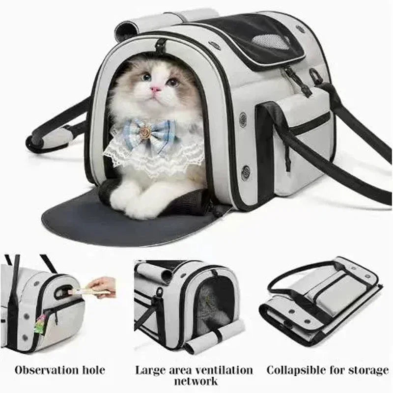 Collapsible Breathable Pet Crossbody Travel Carrier Bag for Dogs Cats