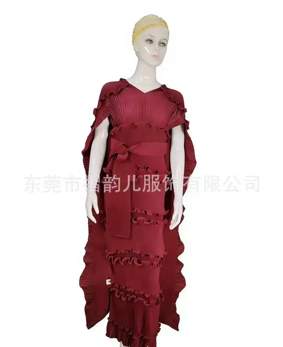 Women's Ruffle Pleated Slim Long Banquet Dress