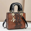 Women's Crocodile Pattern Box Shoulder Crossbody Bag