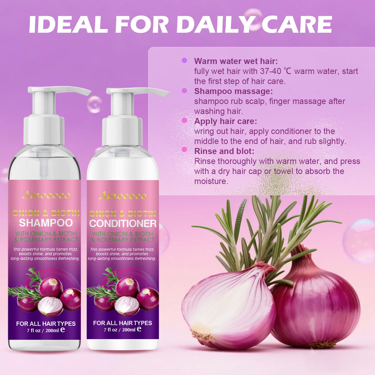 Onion Biotin Rosemary Shampoo and Conditioner Set 6.8 fl oz