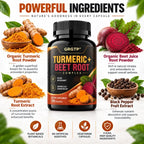 Turmeric Beet Root Complex Antioxidant Energy Supplement Capsules