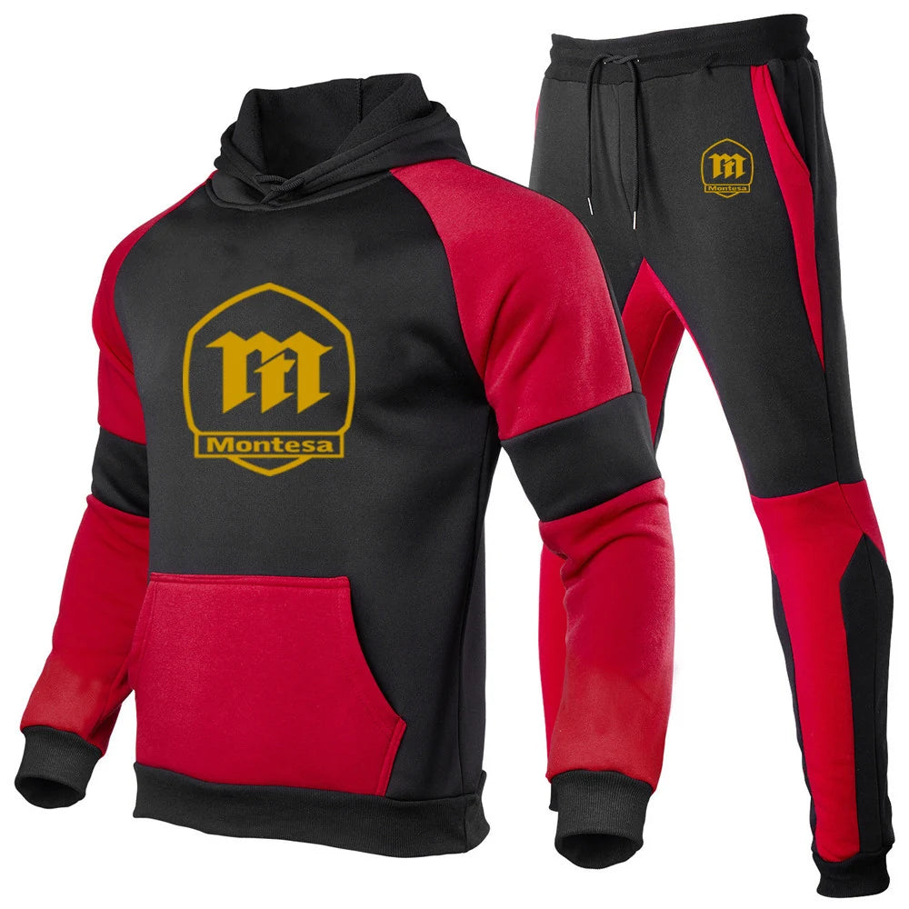 Men's Gradient Print Hoodie and Pants Two Piece Set