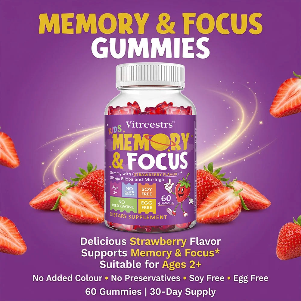 Focus and Attention Support Dietary Supplement Gummies