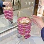 Women's Luxury Woven Rhinestone Bucket Evening Bag