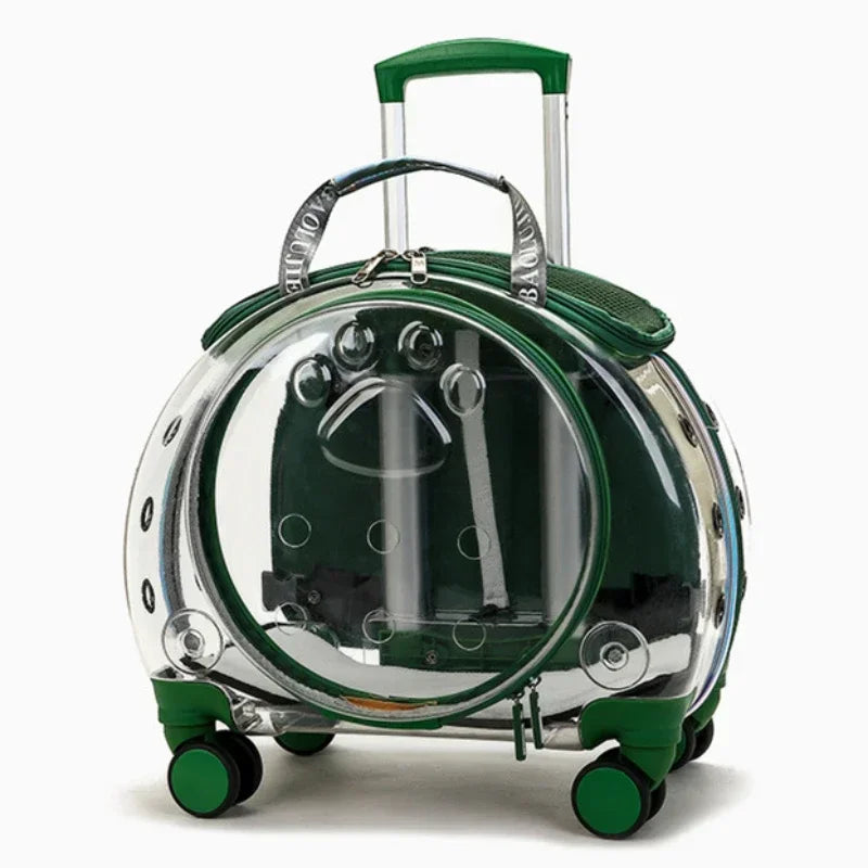 Portable Breathable Rolling Pet Carrier Backpack for Cats Dogs
