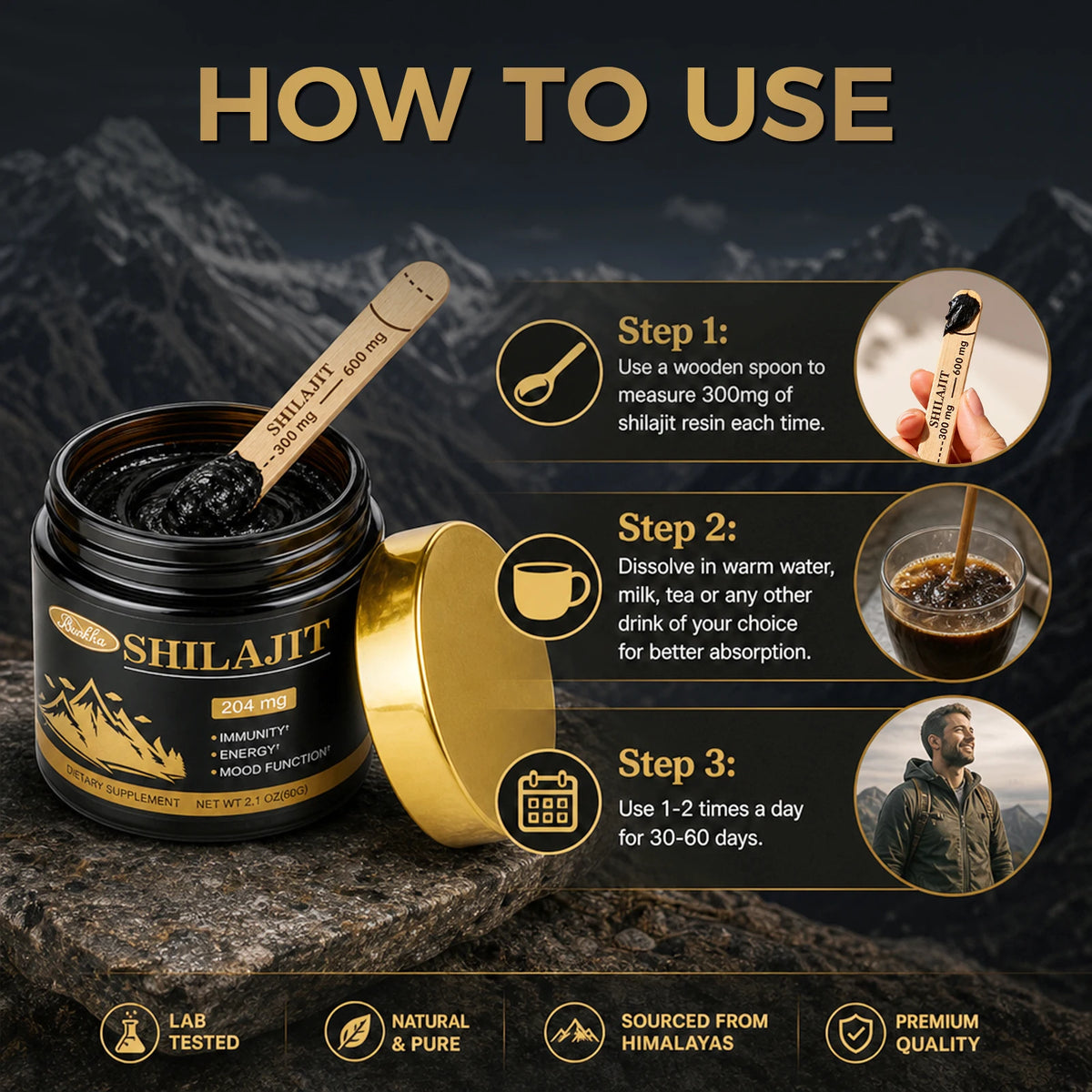 Shilajit Energy & Cognitive Support Dietary Supplement Resin