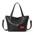 Women's Letter Print Cowhide Leather Shoulder Tote Bag Q1452