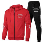 Men's Zip-Up Hooded Sweatshirt and Pants Two Piece Set