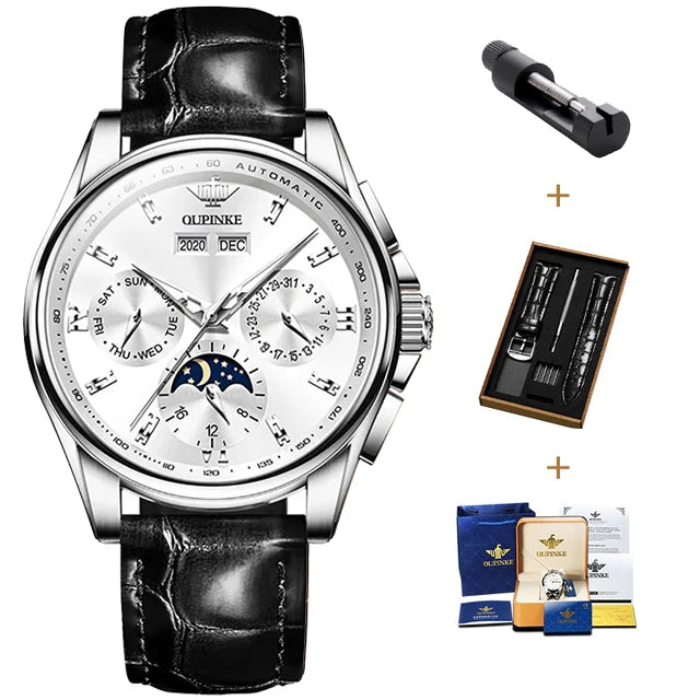 Men's Automatic Mechanical Watch with Moon Phase