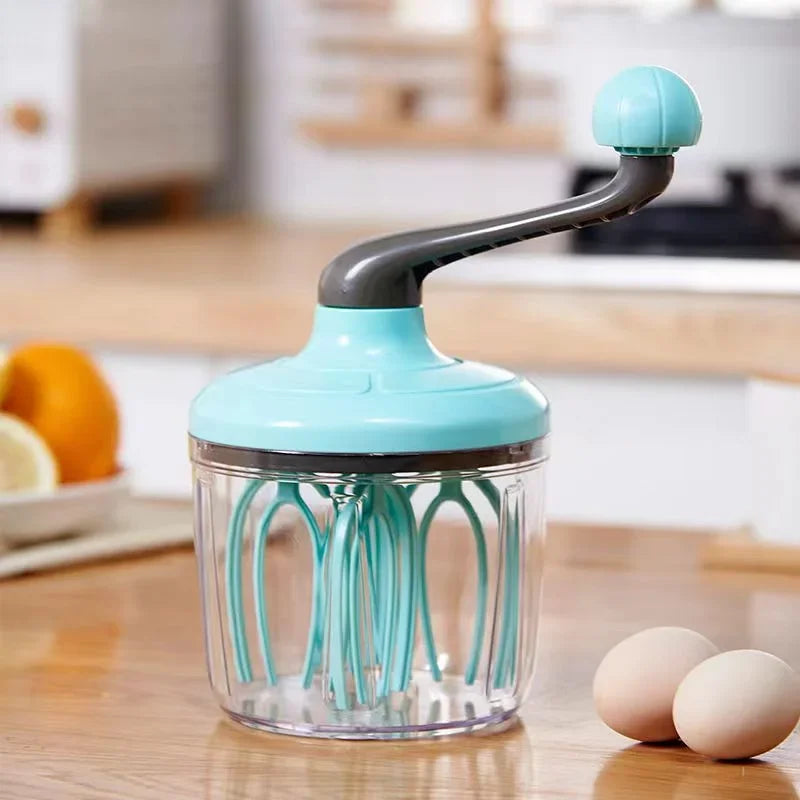 Manual Semi-Automatic Egg Beater with 6-Axis Whisk