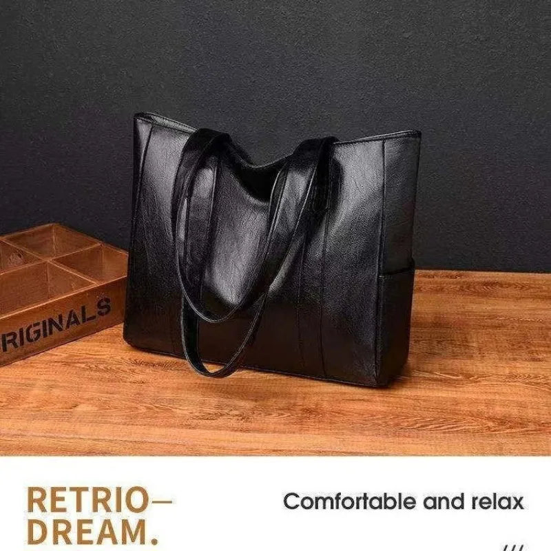 Women's Large Capacity PU Leather Shoulder Tote Bag