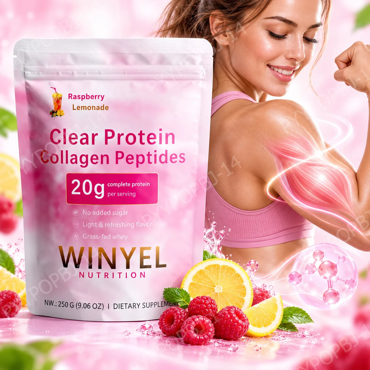 Clear Protein Collagen Peptides Powder Raspberry Lemonade