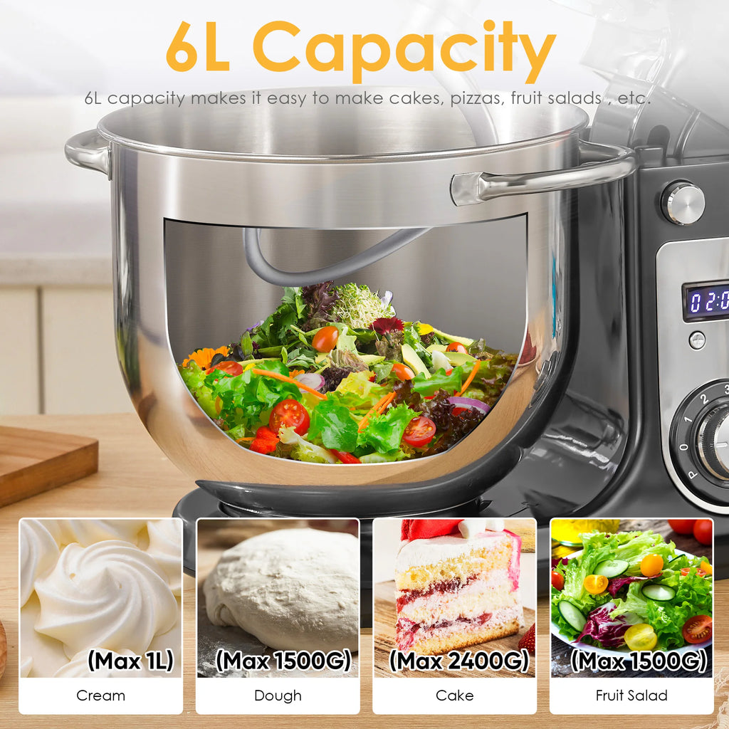 Electric 6-Speed Stand Mixer and Dough Kneader 1200W