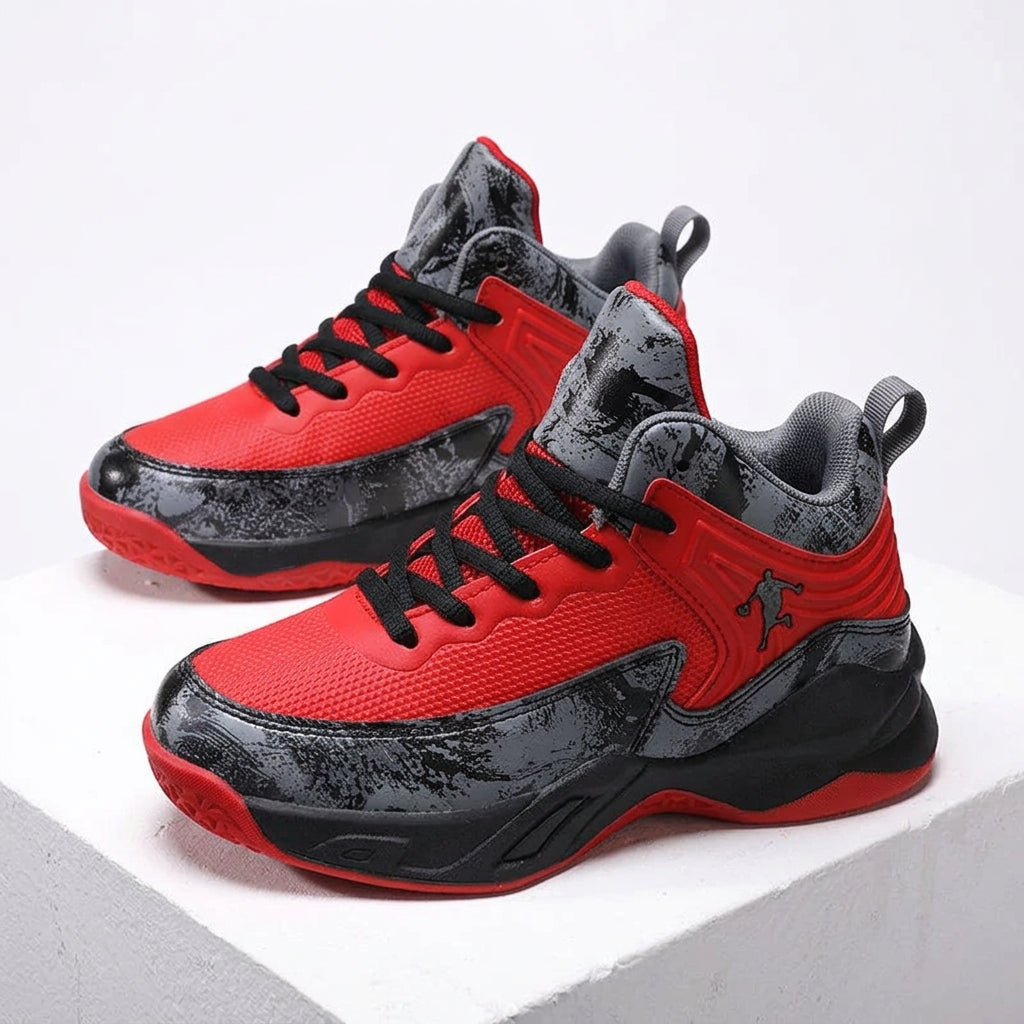 Kids' Basketball Sneakers Thick Sole Non-Slip Lace-Up