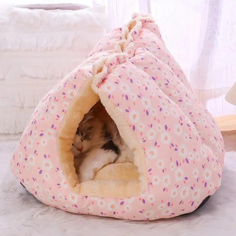 Warm Fluffy Plush Basket House Bed for Cats Dogs