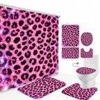 Pink Leopard Galaxy Shower Curtain Set