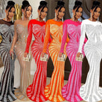 Women's African Fashion Mesh Bodycon Maxi Dress