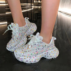 Women's Sequin Thick Sole Low Top Sneakers