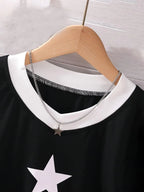 Girls' Digital-Print Long-Sleeve Top and Black Pants 2-Piece Set