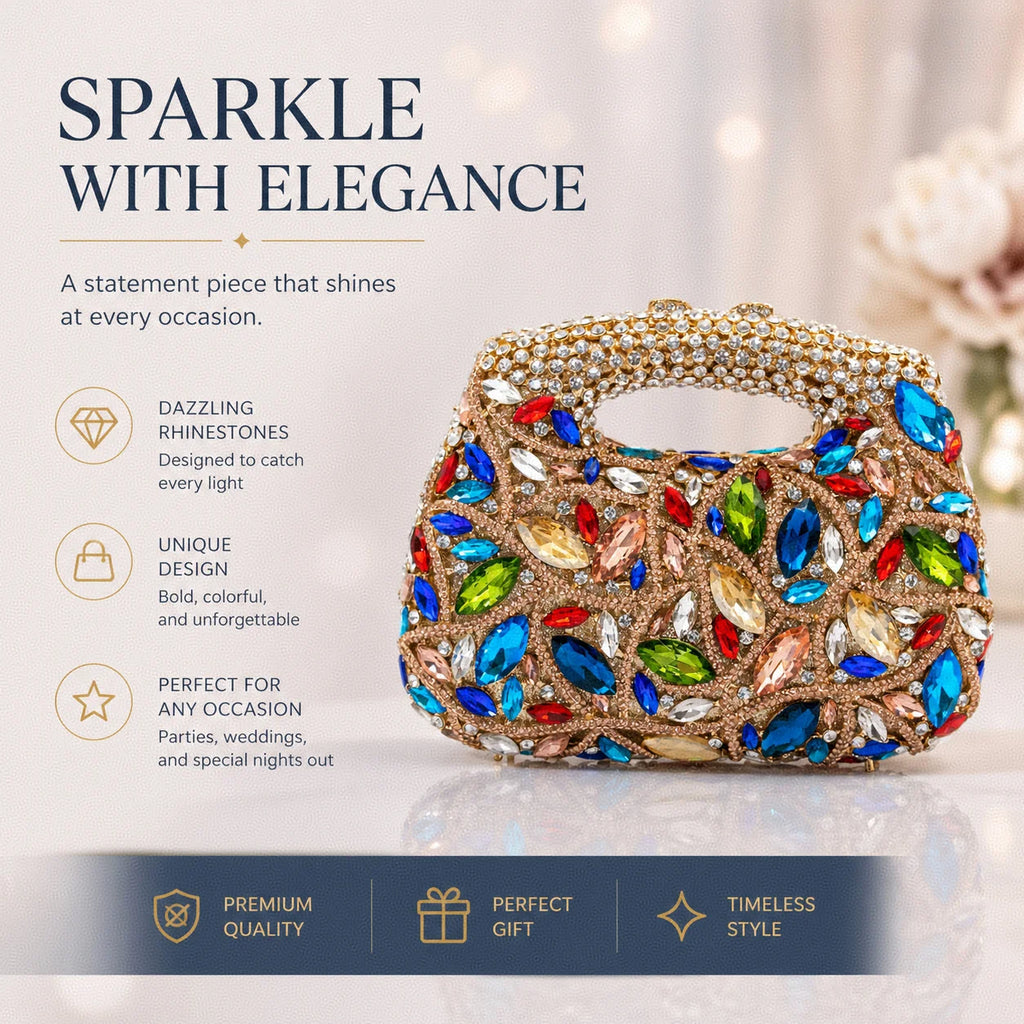 Women's Luxury Rhinestone Top Handle Evening Clutch Bag