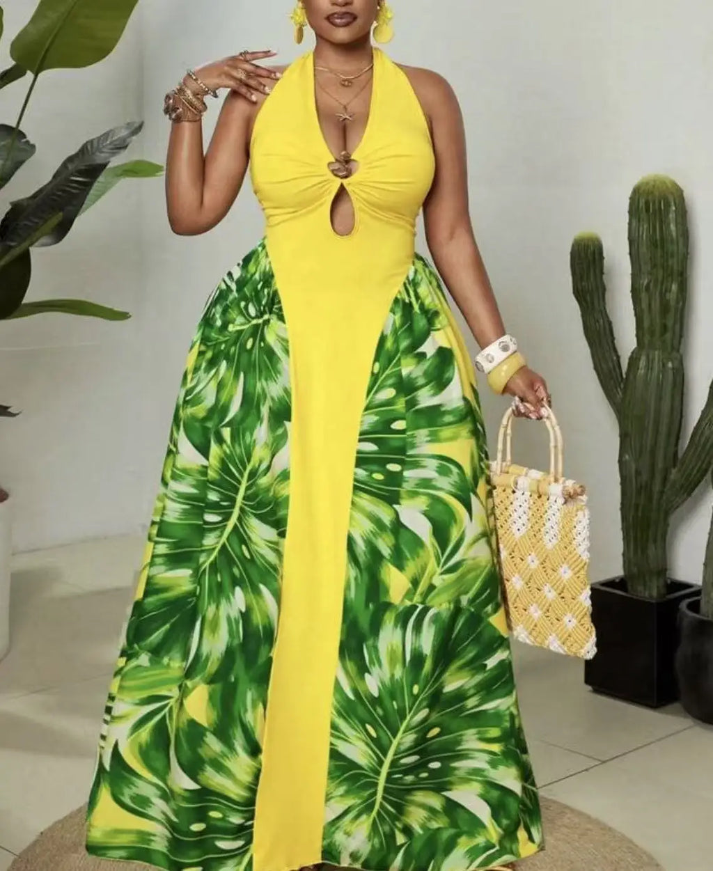 Women's Elegant Sleeveless Dashiki Maxi Dress