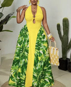 Women's Elegant Sleeveless Dashiki Maxi Dress