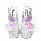 Women's Fashion Hollowed-Out Butterfly Chunky High Heel Shoes