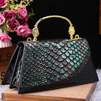Women's Crocodile Pattern Genuine Leather Shell Crossbody Bag