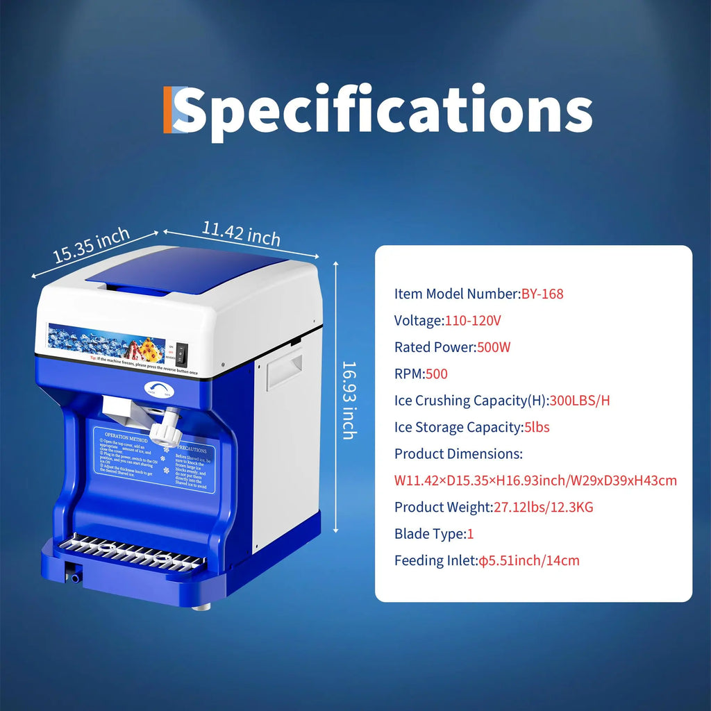 Commercial Electric Shaved Ice Machine and Snow Cone Maker