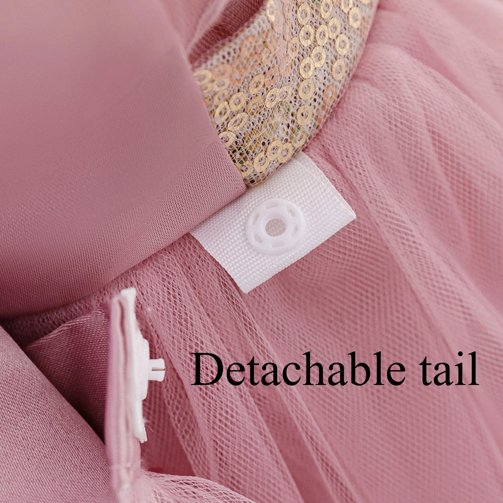 Girls' Sleeveless Princess Dress with Big Bow and Trailing Mesh