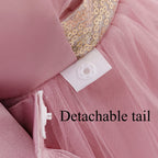 Girls' Sleeveless Princess Dress with Big Bow and Trailing Mesh