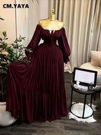 Women's Strapless Long Sleeve Belted Maxi Dress