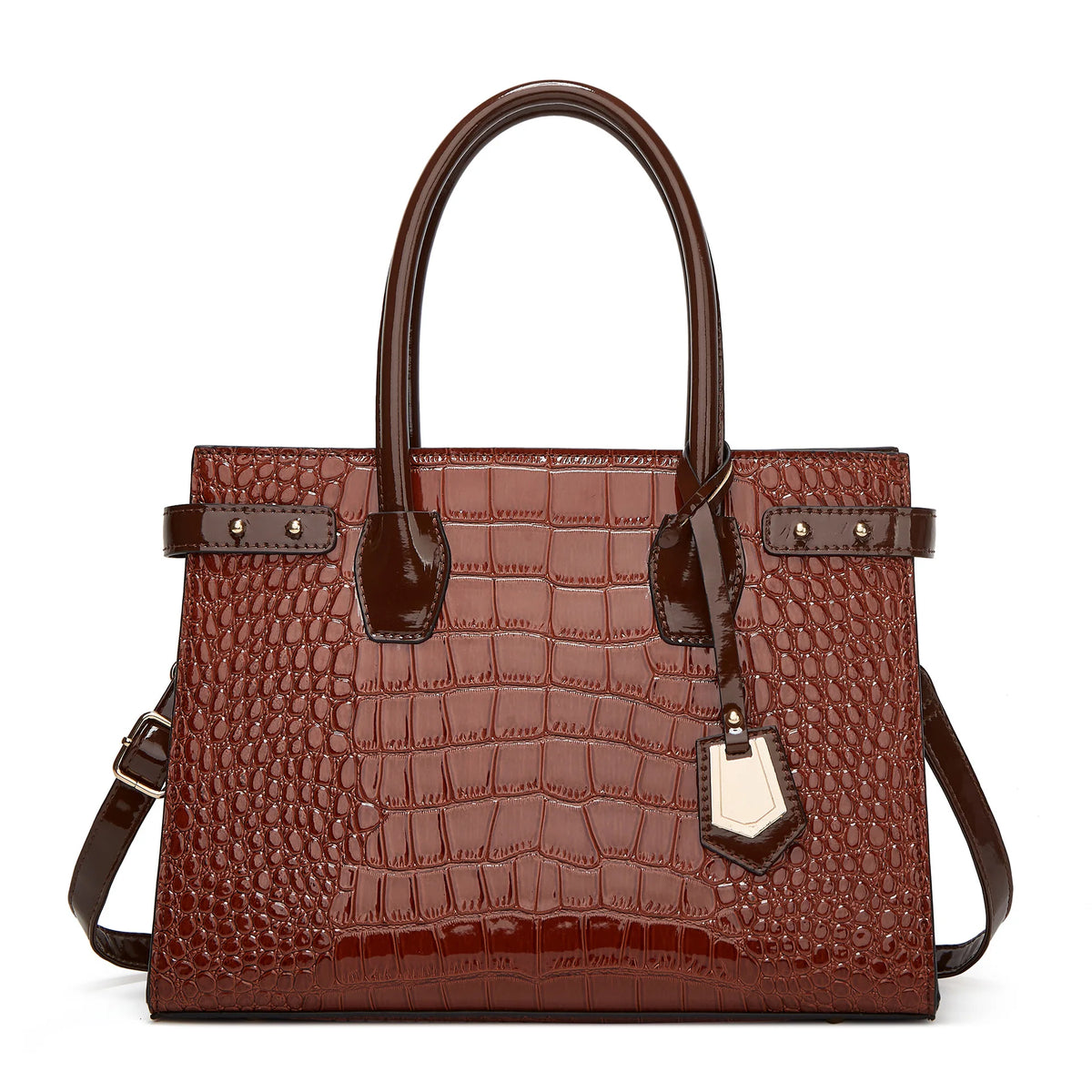 Women's Crocodile Pattern PU Leather Crossbody Shoulder Tote Bag