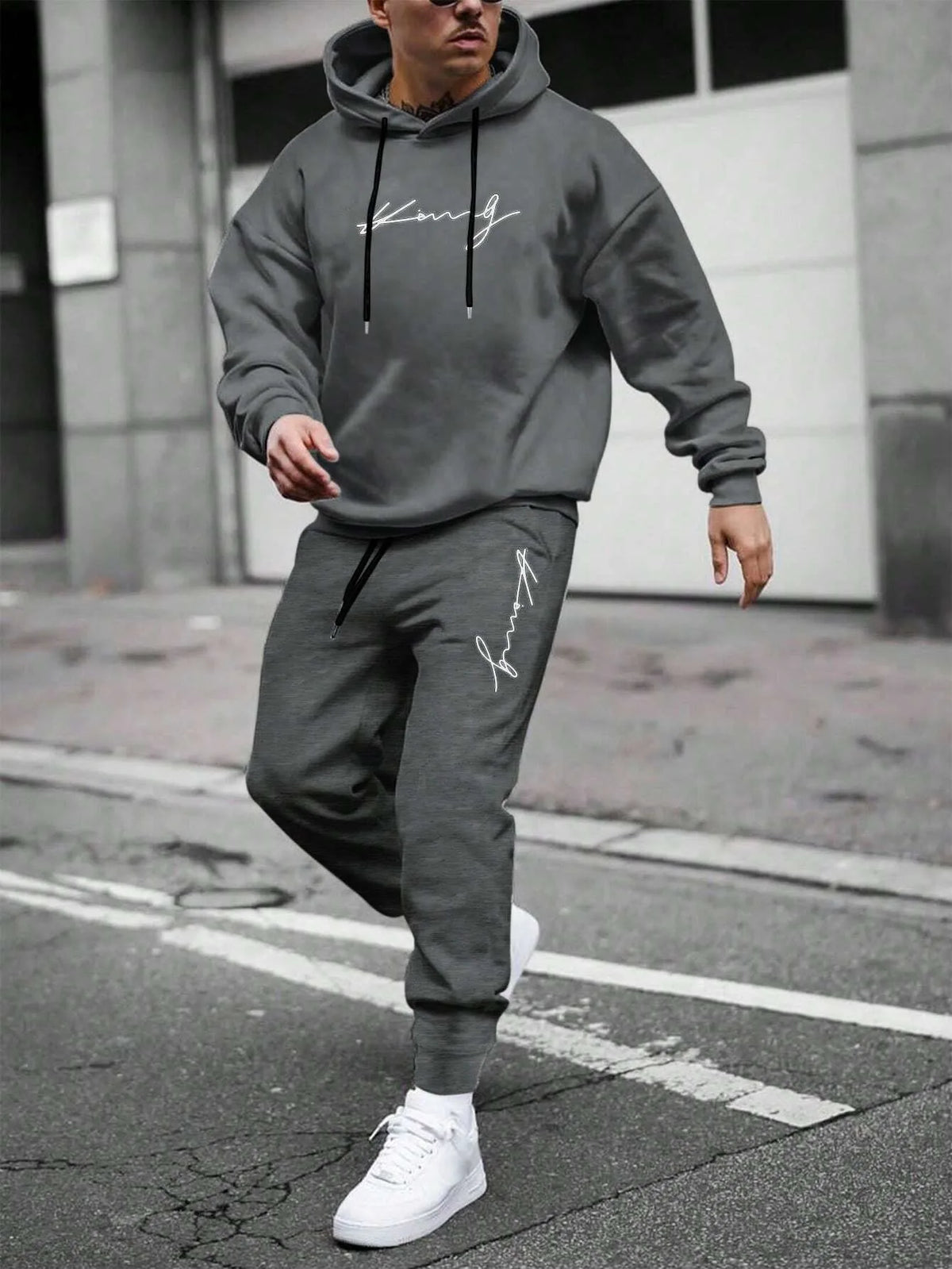 Men's Hooded Pullover and Sweatpants Two-Piece Set