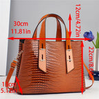 Women's Crocodile Pattern PU Leather Shoulder Tote Bag
