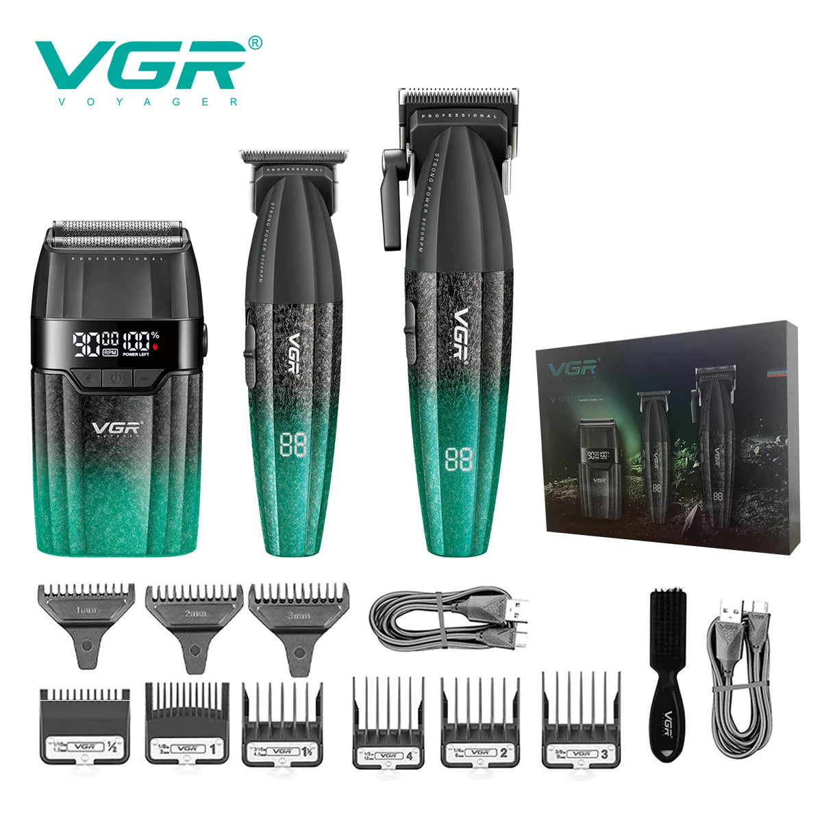 Men Professional Cordless Hair Clipper Rechargeable Trimmer Set