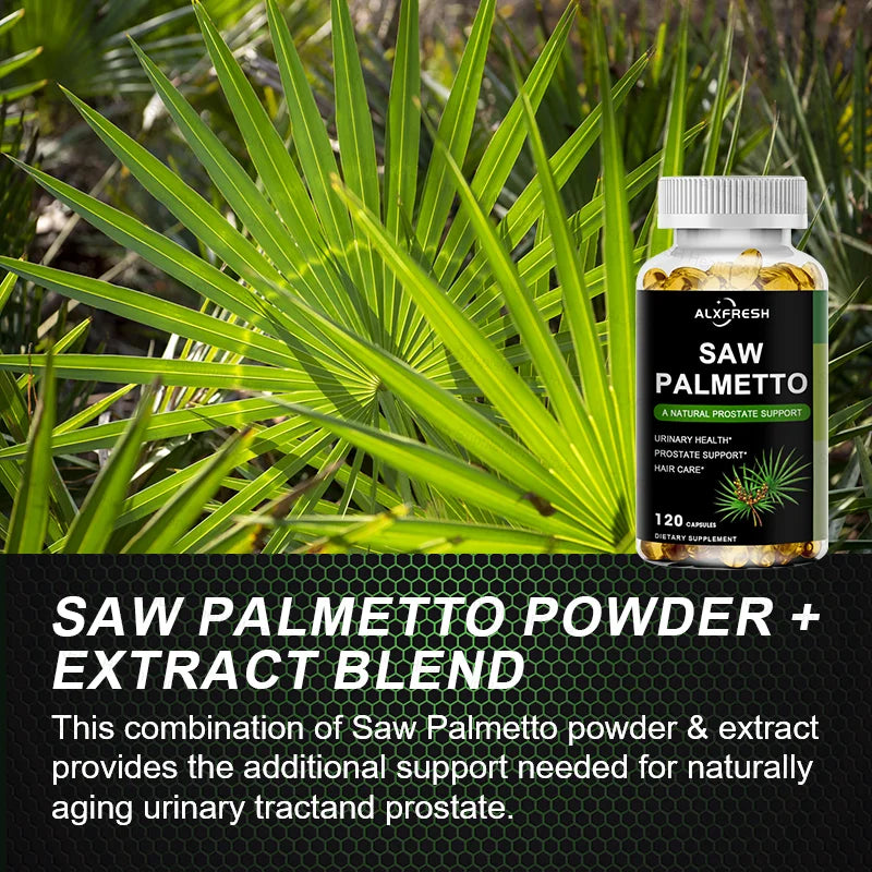 Saw Palmetto Capsules for Prostate Urinary Tract Bladder and Hair Health