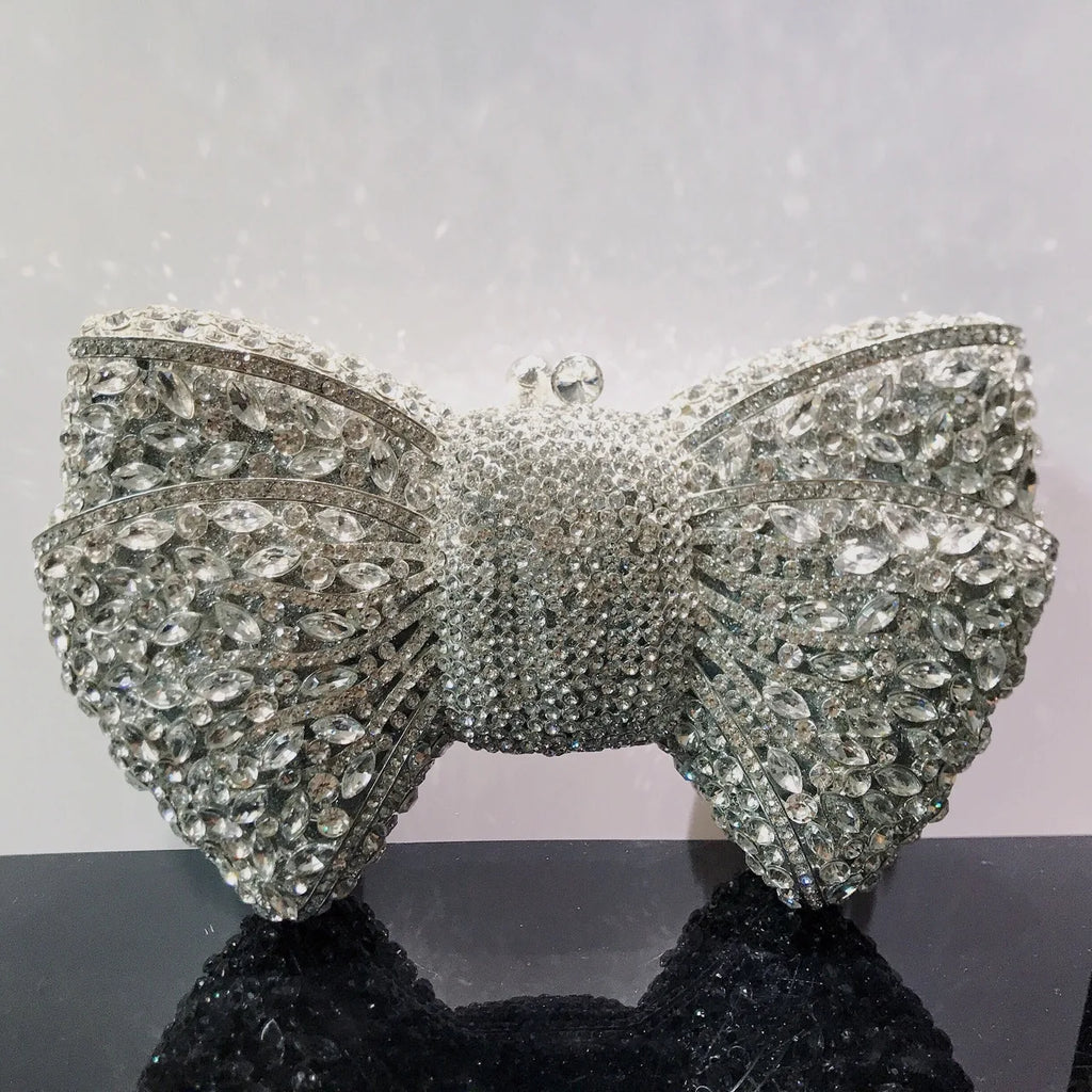 Women's Luxury Rhinestone Bow Wedding Evening Clutch Bag