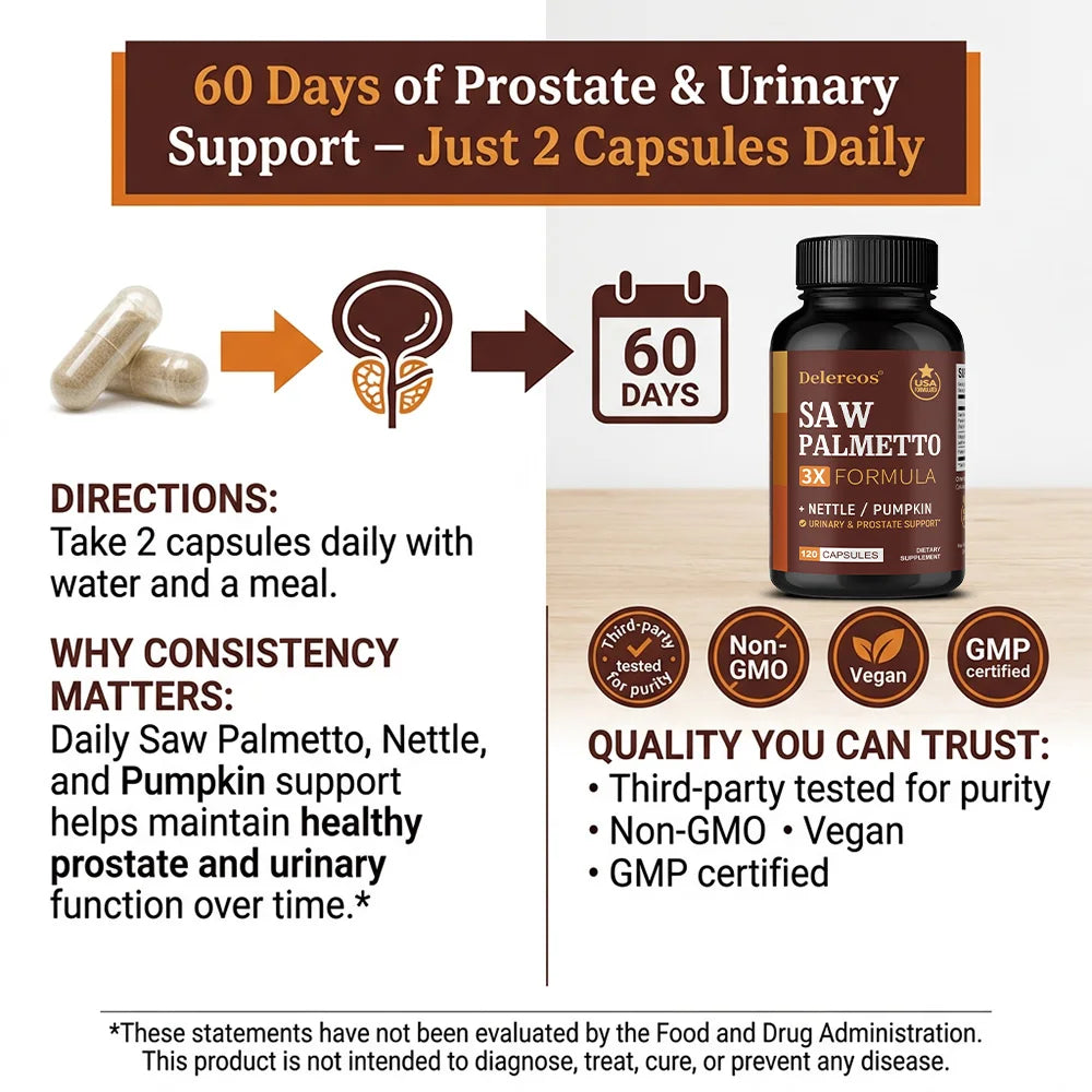 Saw Palmetto Capsules for Prostate and Hair Health