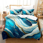 Marble Print Duvet Cover Set Soft Polyester Bedding