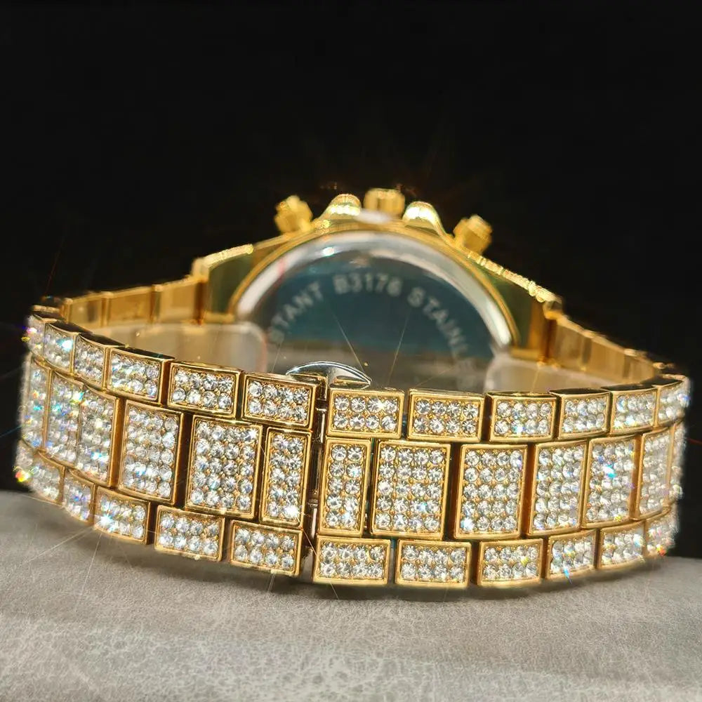 Men's Luxury Hip Hop Diamond Quartz Wristwatch